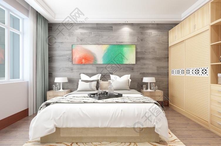 现代简约卧室室内装饰装修效果图设计图免费下载_max格式_编号